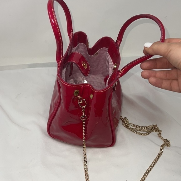 Dooney & Bourke Fuchsia Pink Patent Leather Double Handle Crossbody Bag - Picture 4 of 15